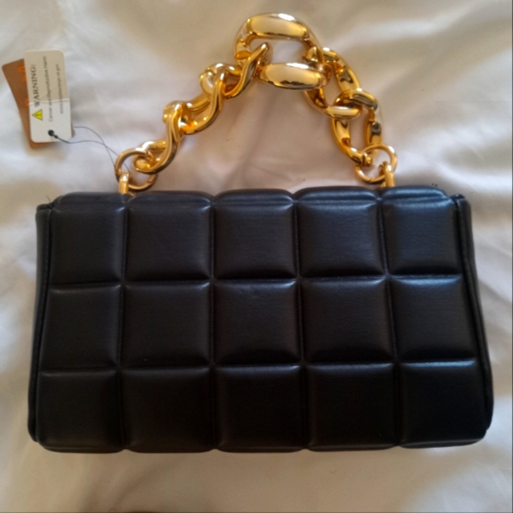 Black & Gold Pad Stich Clutch